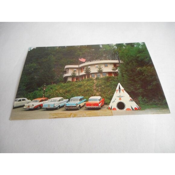 Vintage Postcard unposted Indian Caverns Spruce Creek PA Cars TeePee 1965 - Picture 1 of 2